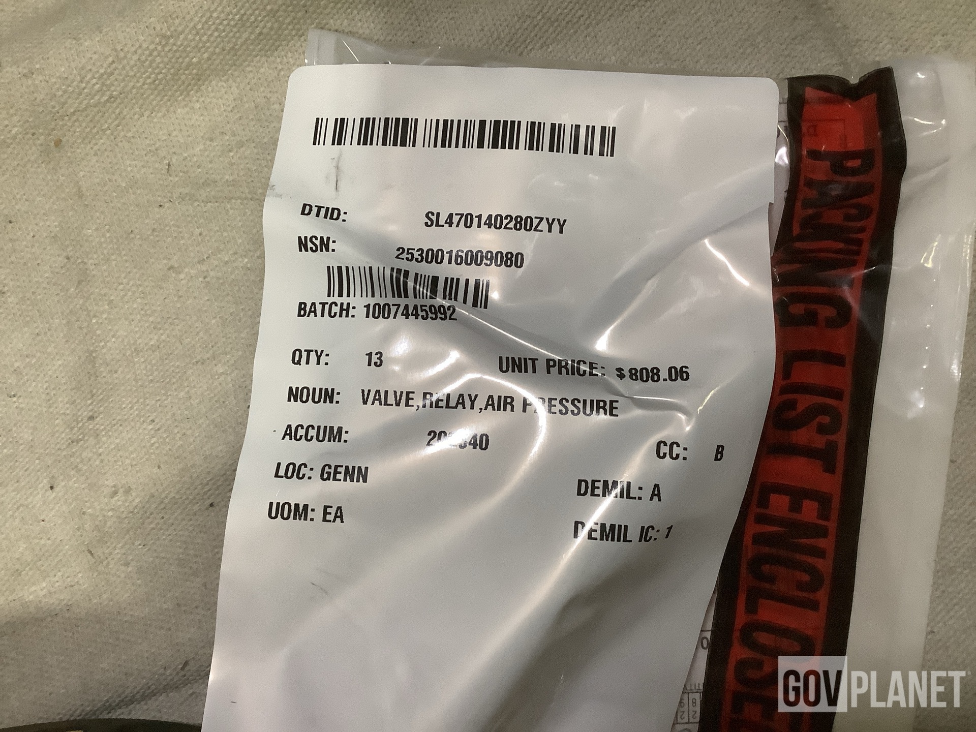 (13) General Dynamics R0120152 Valve Relay Compound Assemblies