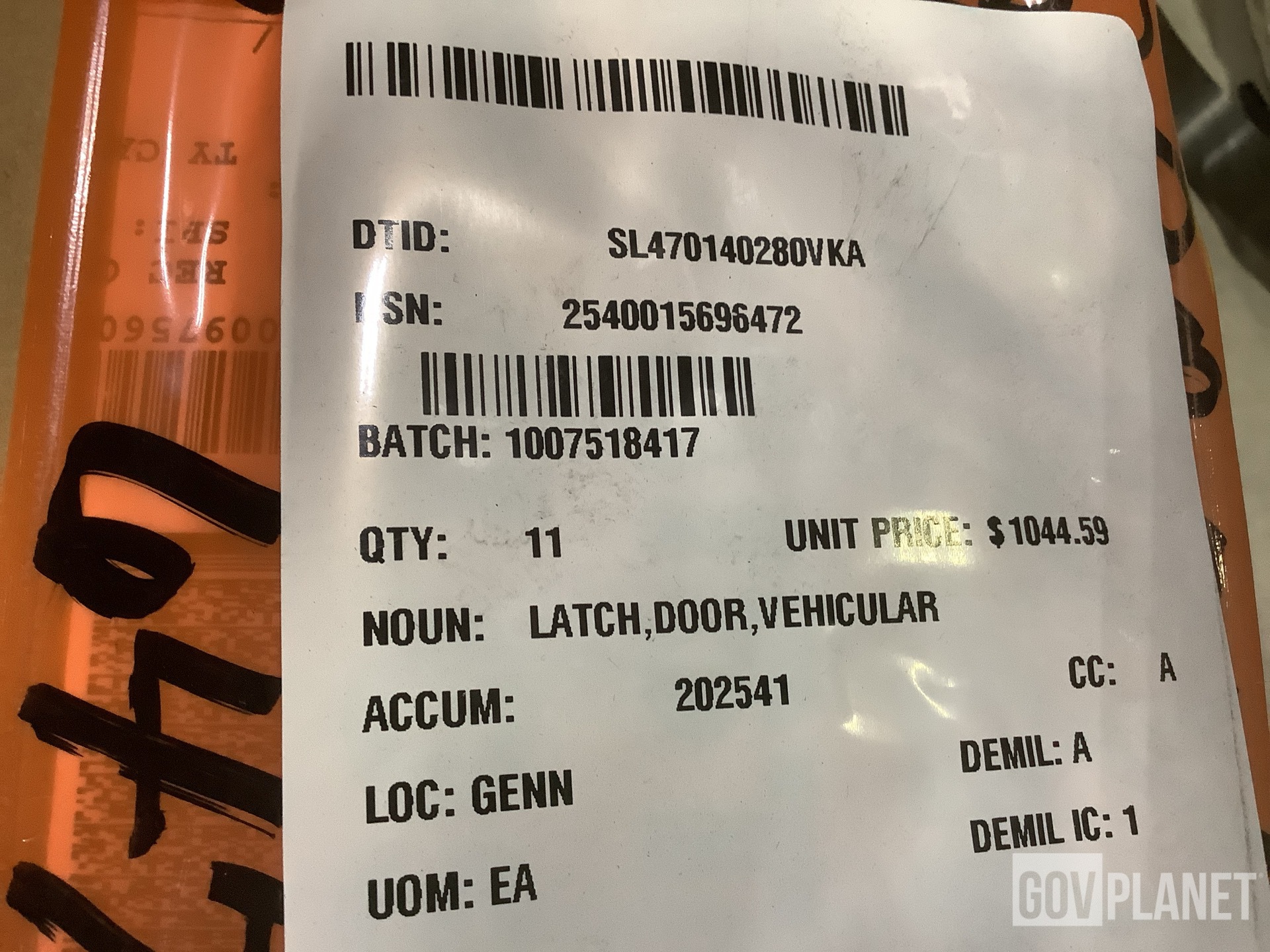 (11) BAE Systems 6439382-01M1 Vehicular Door Latches
