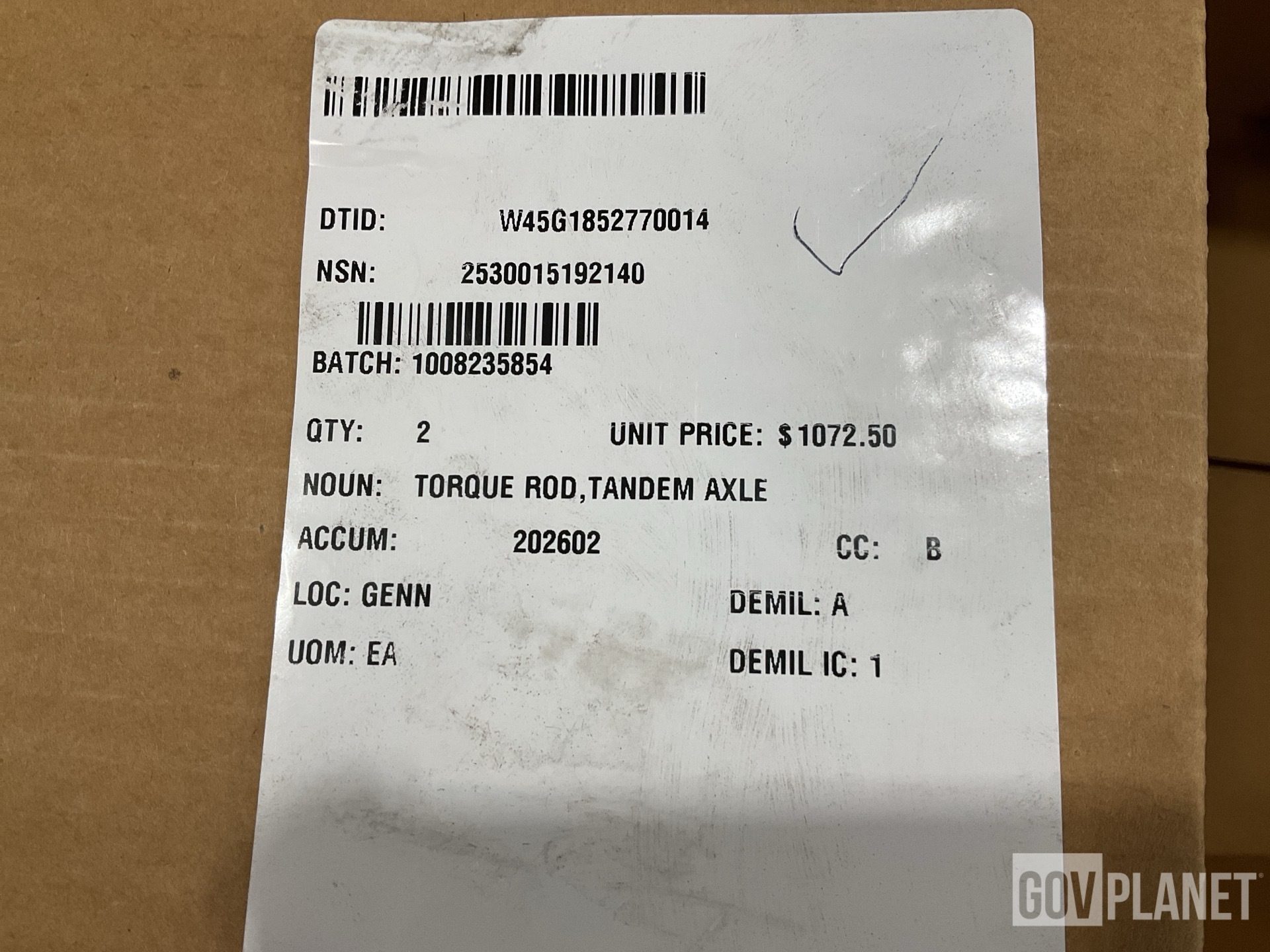 (2) Chalmers Suspension 807223 Tandem Axle Torque Rods