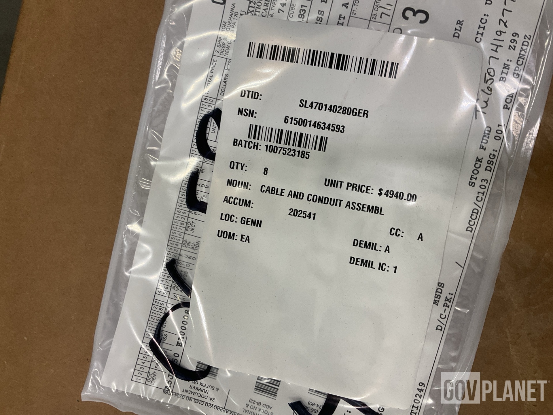 (8) A F Technologies 12312027-4 Electrical Cable/Conduit Assemblies