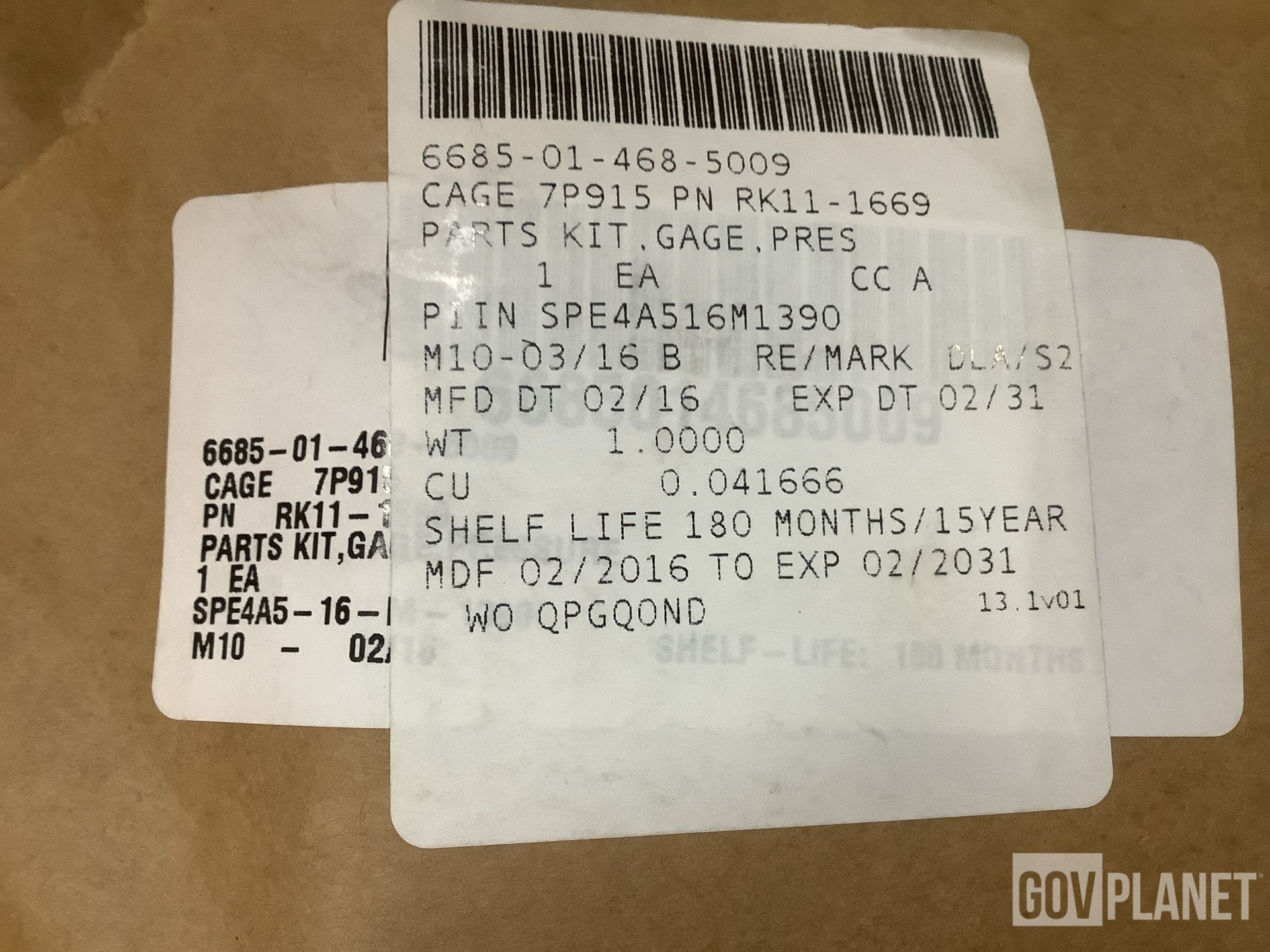 (45) Zemarc RK11-1669 Pressure Gage Parts Kits