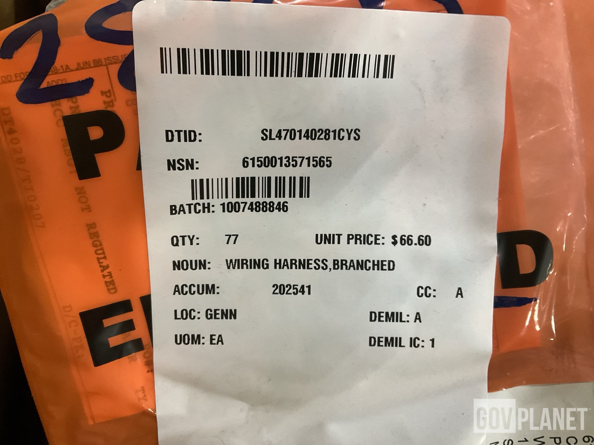 (77) Oshkosh 1875640 Branched Wiring Harnesses