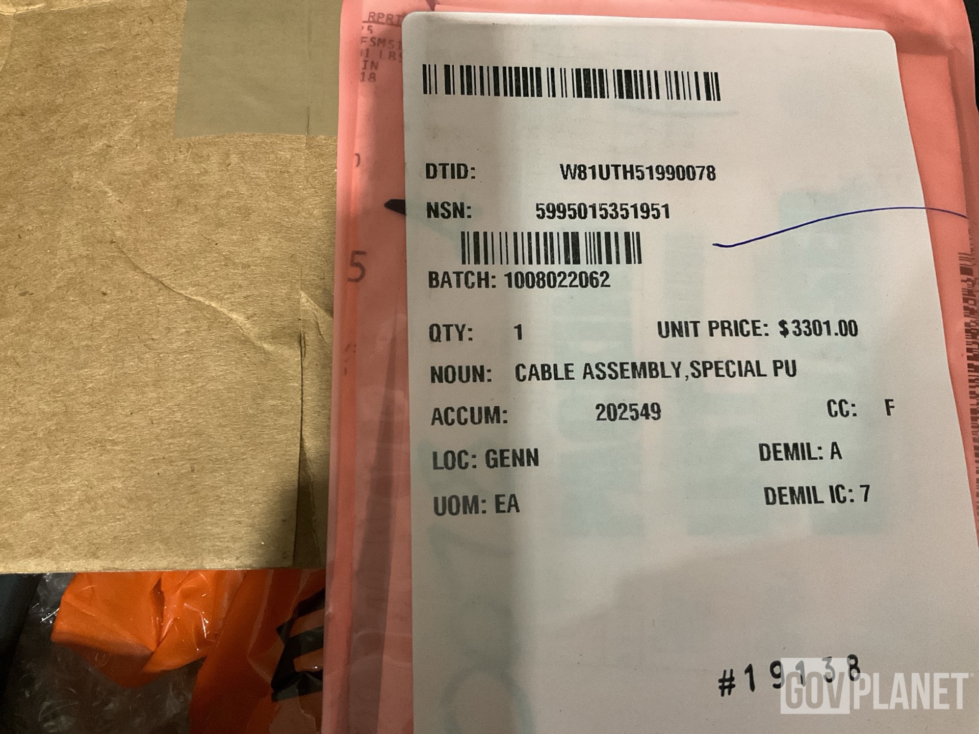 Charles E. Gillman 12488993 Cable Assembly