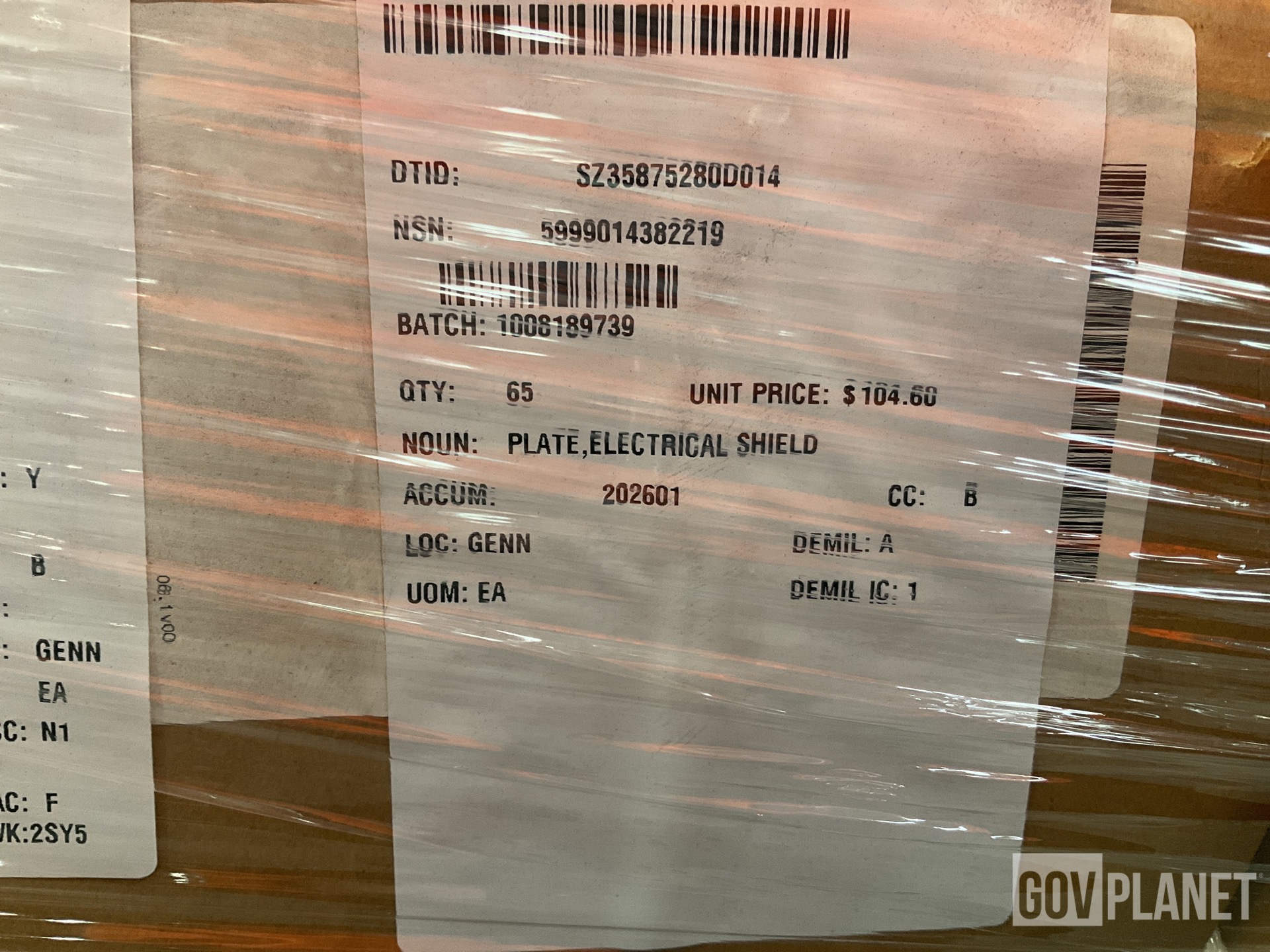 (65) Banner Machine Company A3103995-1 Electrical Shield Plates