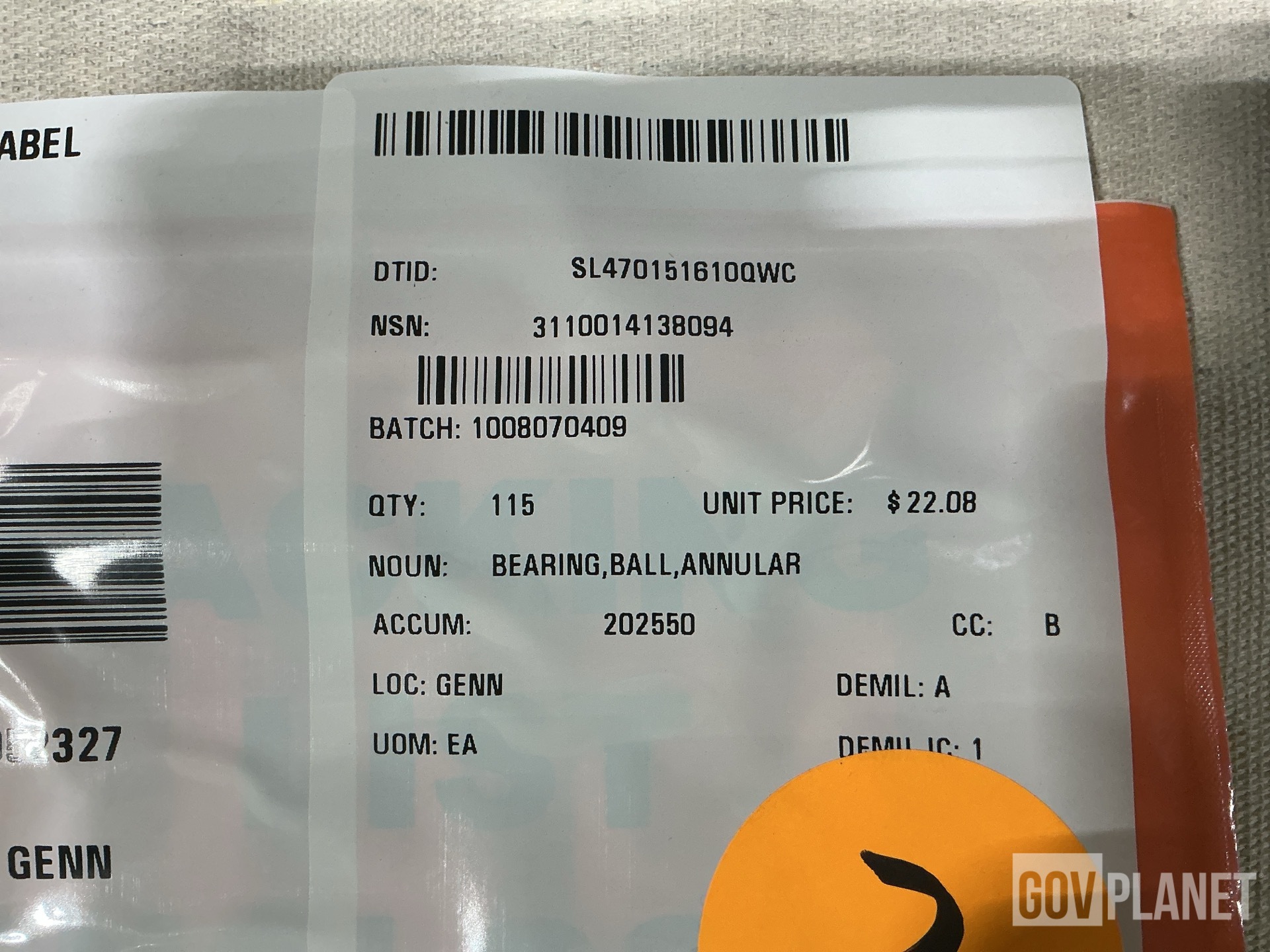 (115) GM 12548002 Annular Ball Bearings