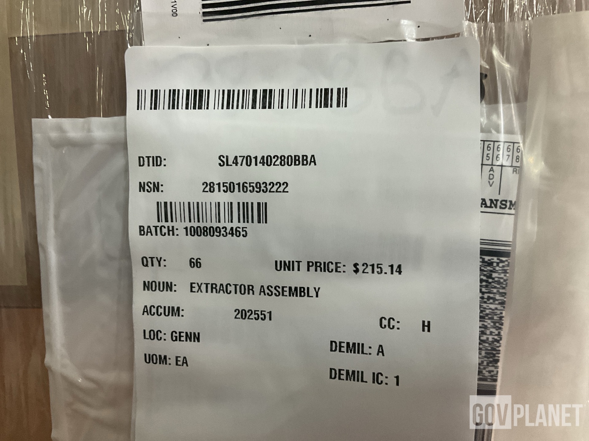 (66) BAE Systems 8238779 Extractor Assemblies