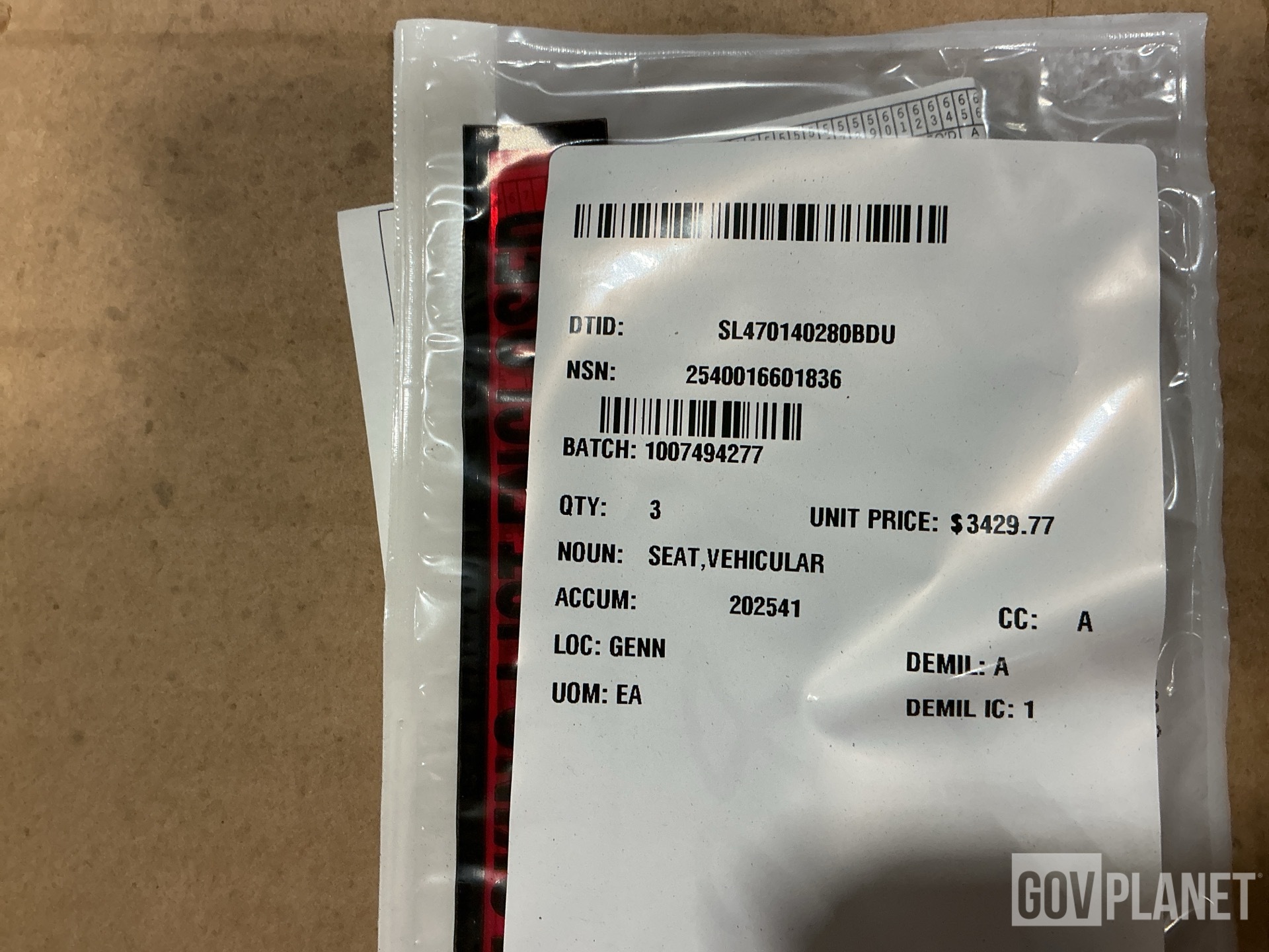 (3) Greene Metal 12581772 Vehicular Seats