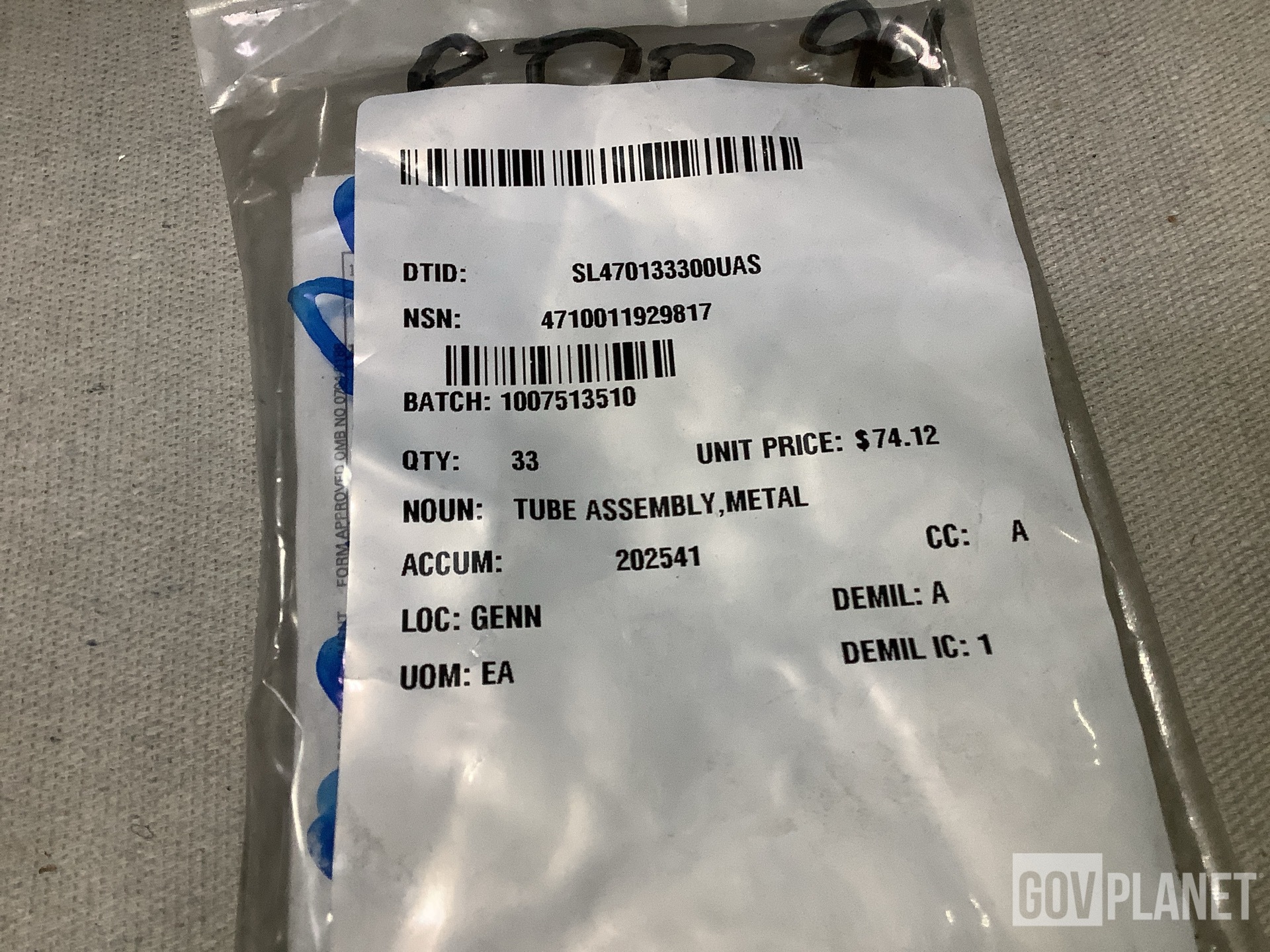 (33) E. W. Packaging 13211E8878 Metal Tube Assemblies