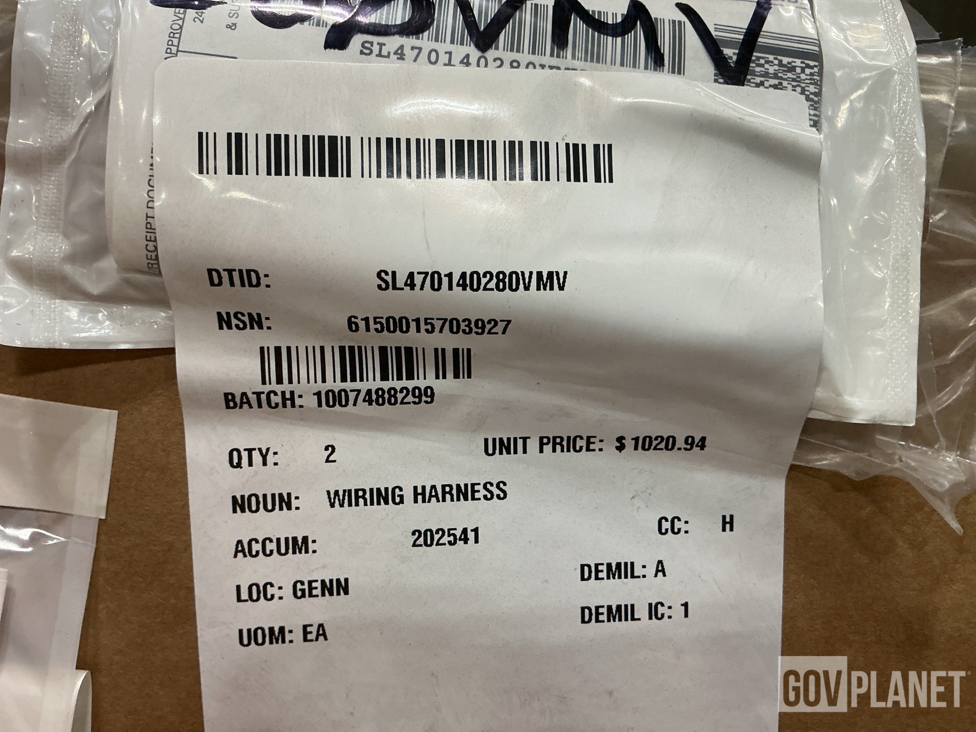 (2) General Dynamics 10004783 Wiring Harnesses