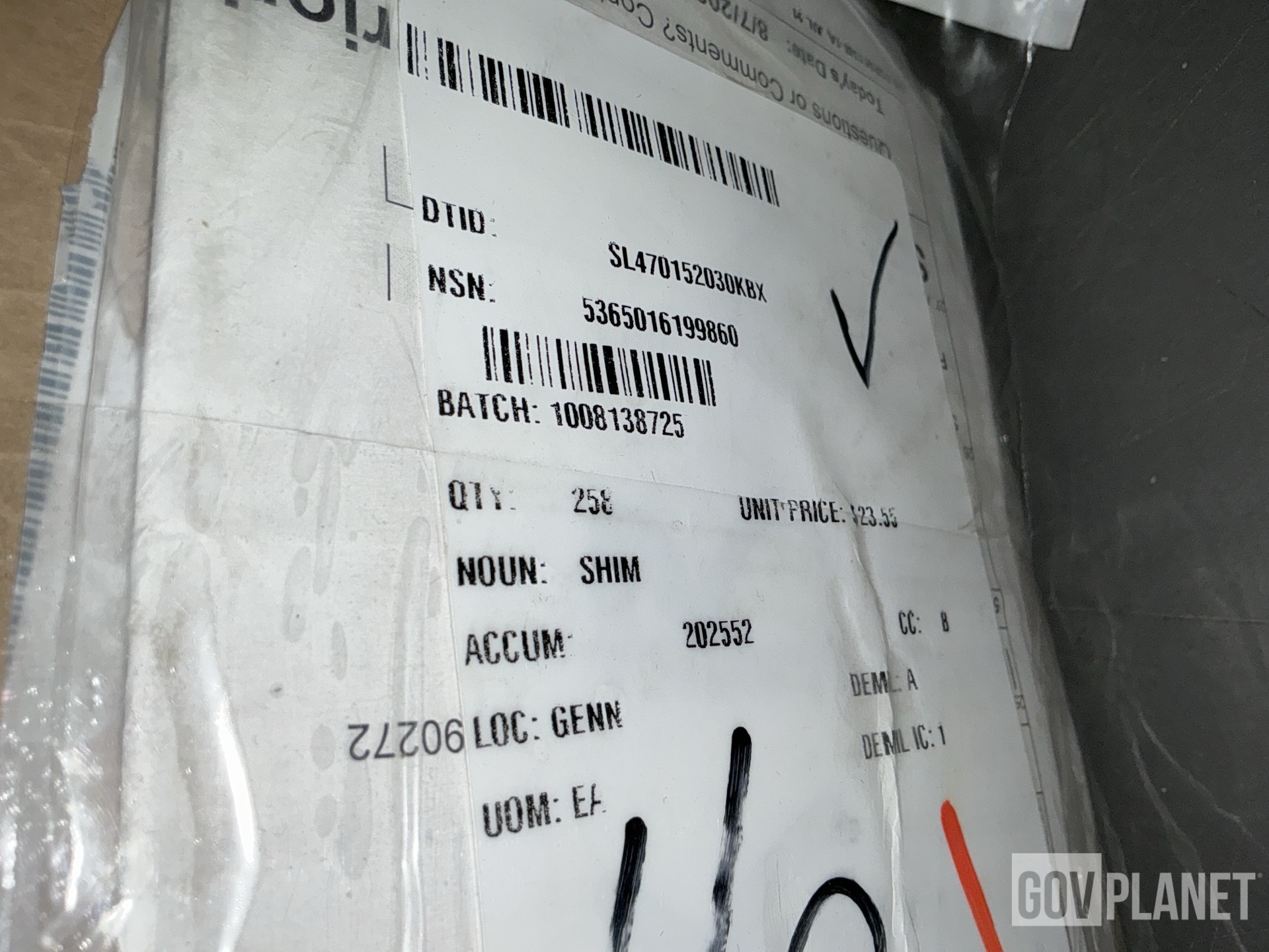 (258) BAE Systems 12519573 Shims