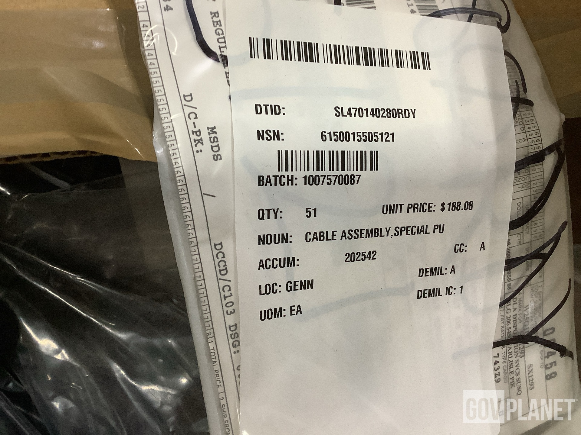 (51) Cadillac Gage Textron 136770-20 Special Purpose Cable Assemblies