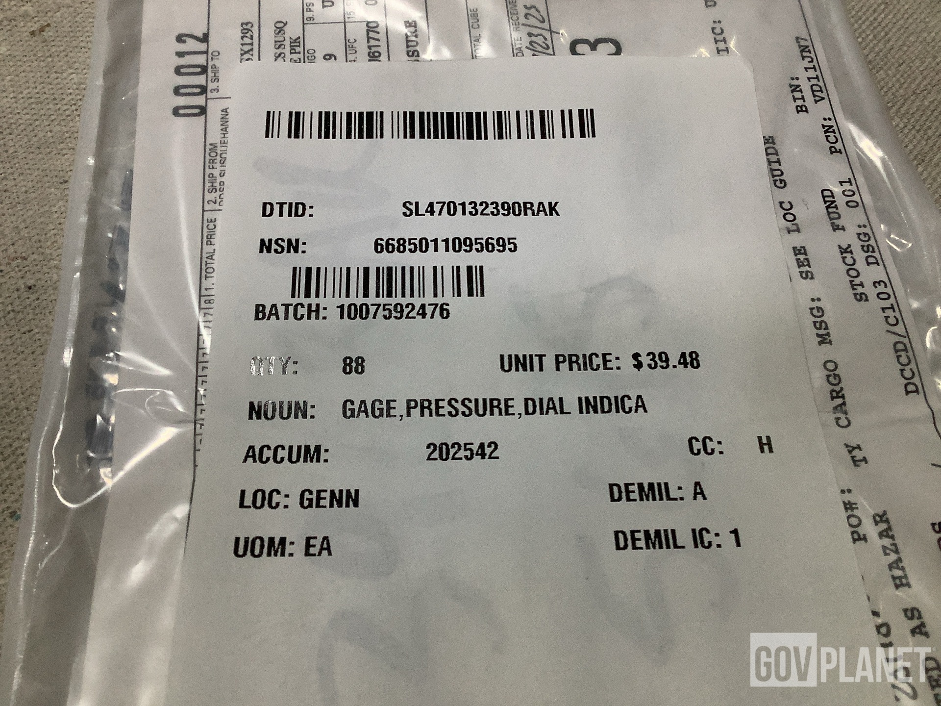 (88) Stewart-Warner 12276938 Dial Indicating Pressure Gages