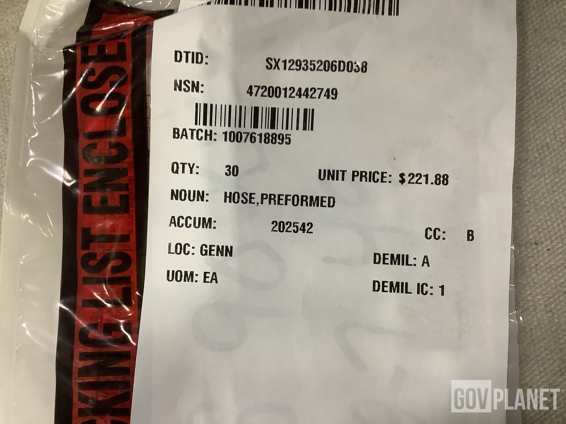 (30) Terex 04709 1306 Preformed Hoses