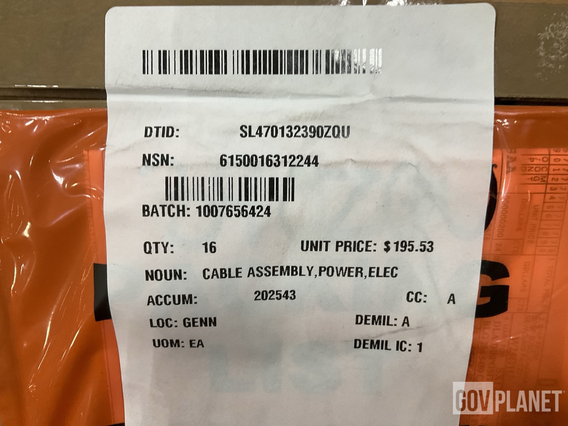 (16) Orbital 13015566-1 Power Cable Assemblies