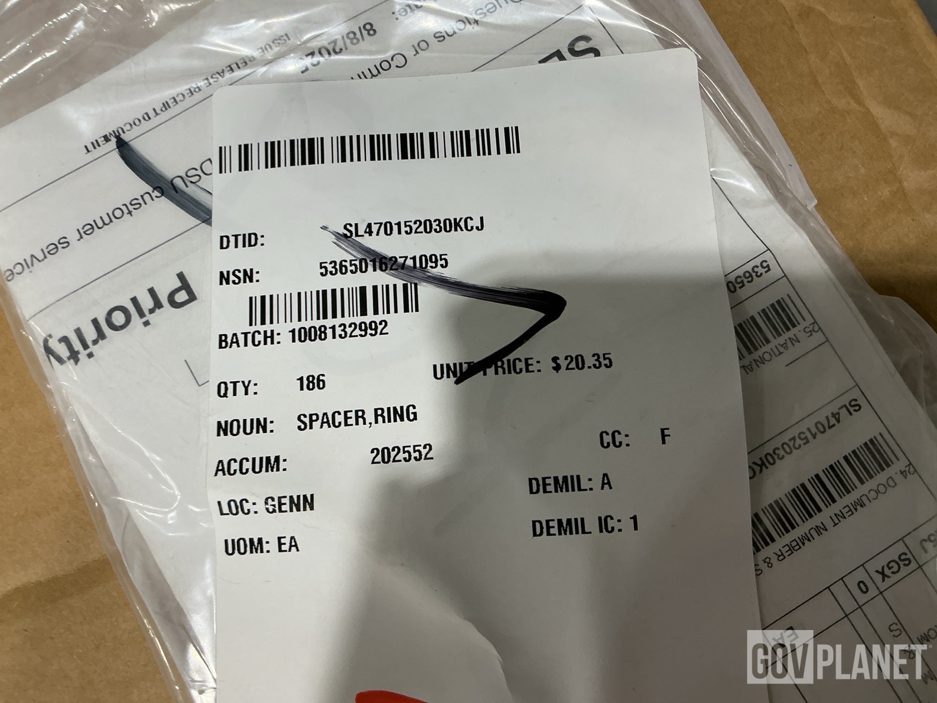 (186) BAE Systems 12525368 Ring Spacers