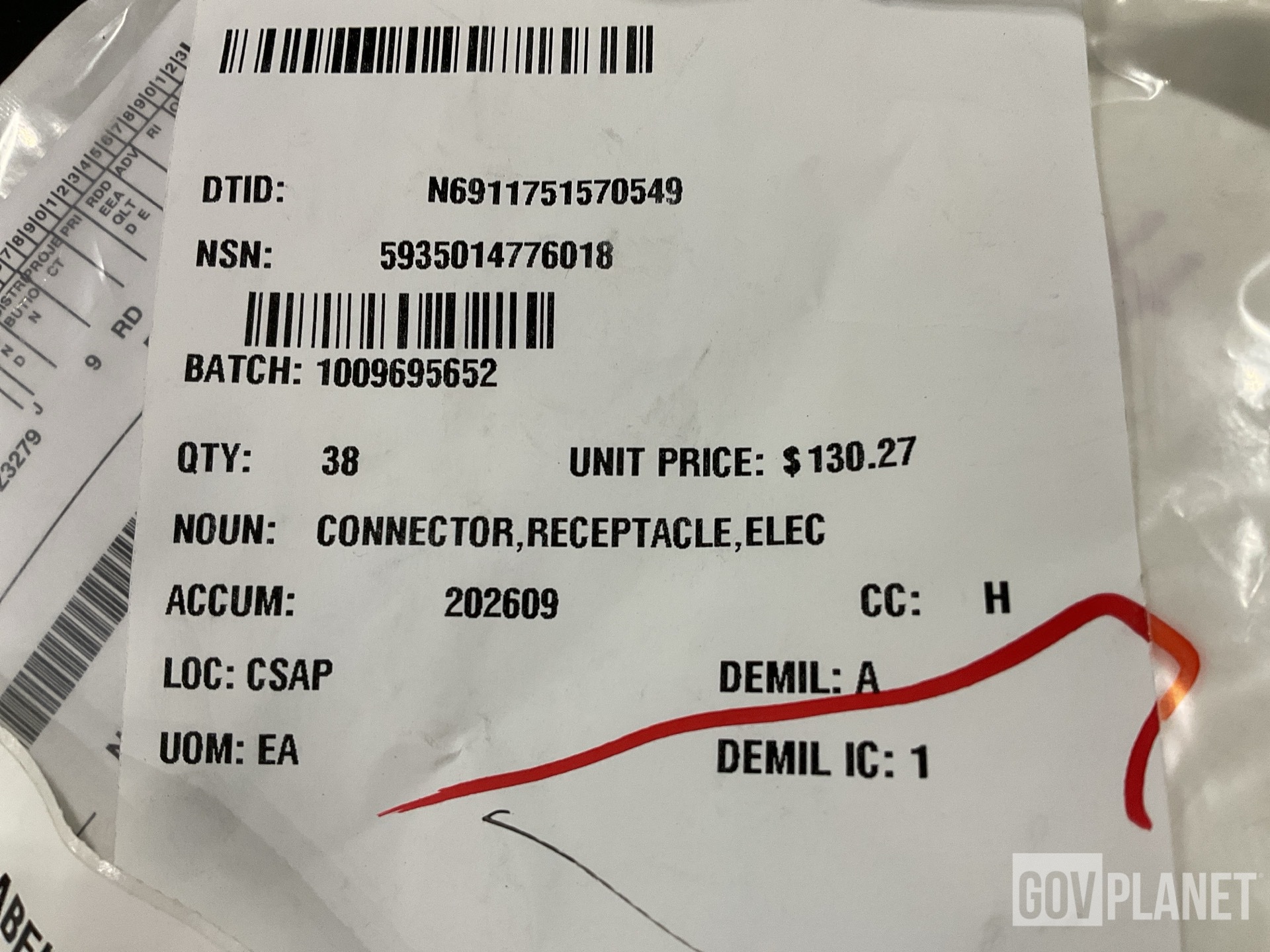 (38) Deutsch D38999/20JJ29PN Receptacle Connectors