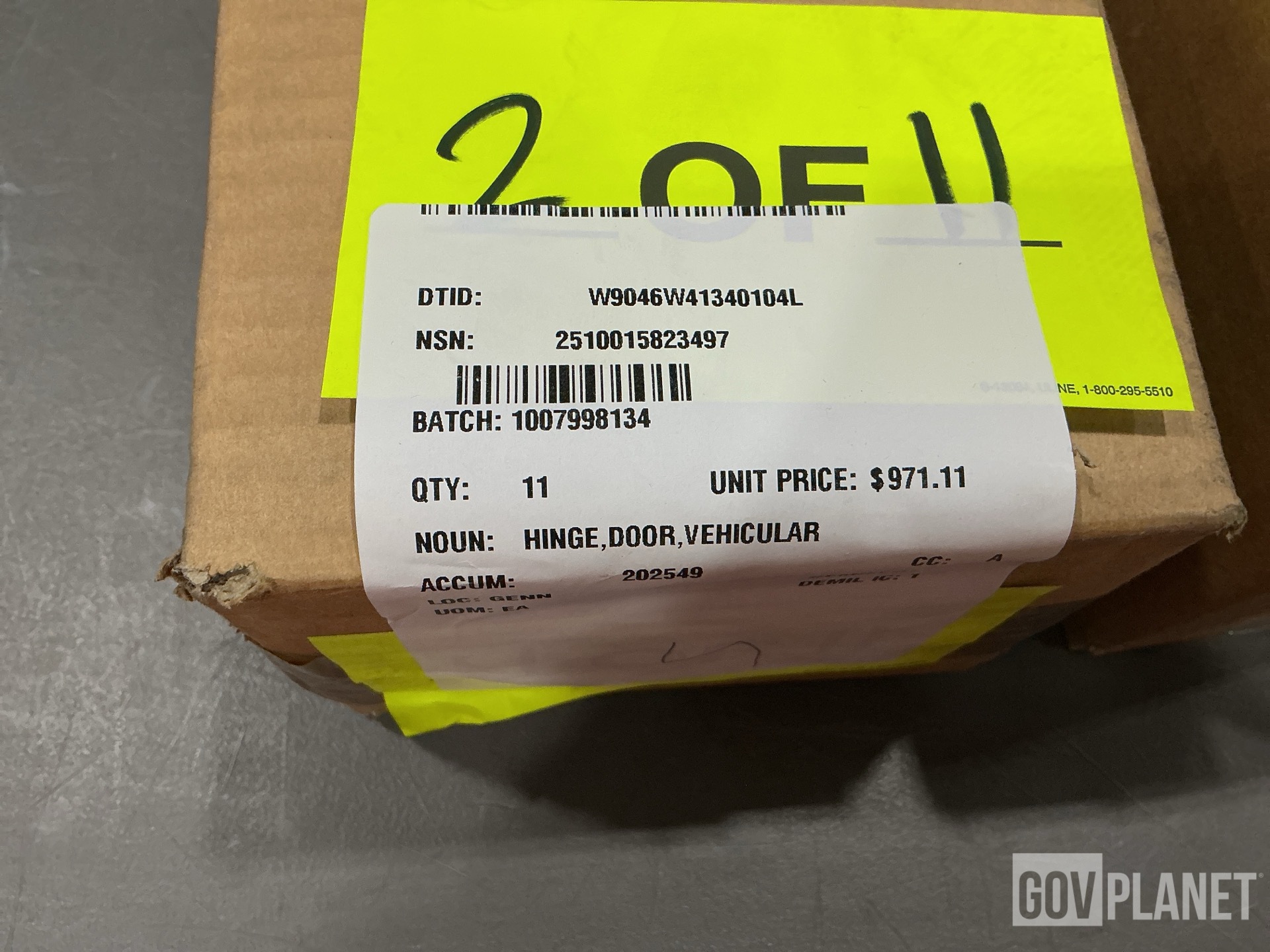 (11) Plasan North America 0312107181-00 Vehicular Door Hinges